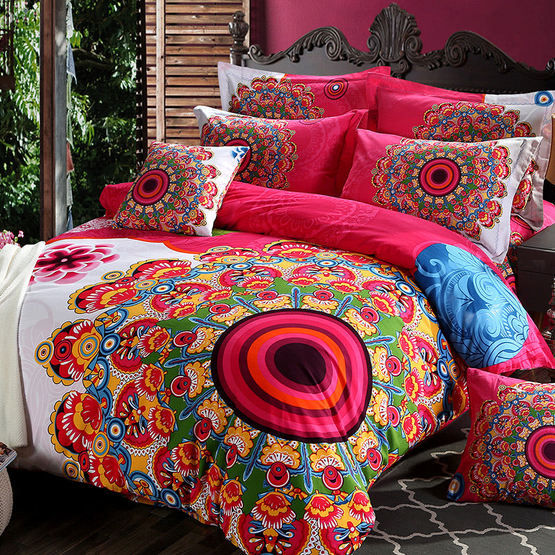 100% Cotton Thickened Brushed Bohemian Duvet Cover Set - 3 Pieces - Calm Cloud Bedding